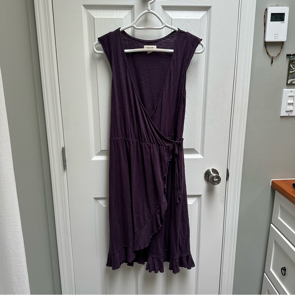Pact Deep Purple Mock-Wrap Dress